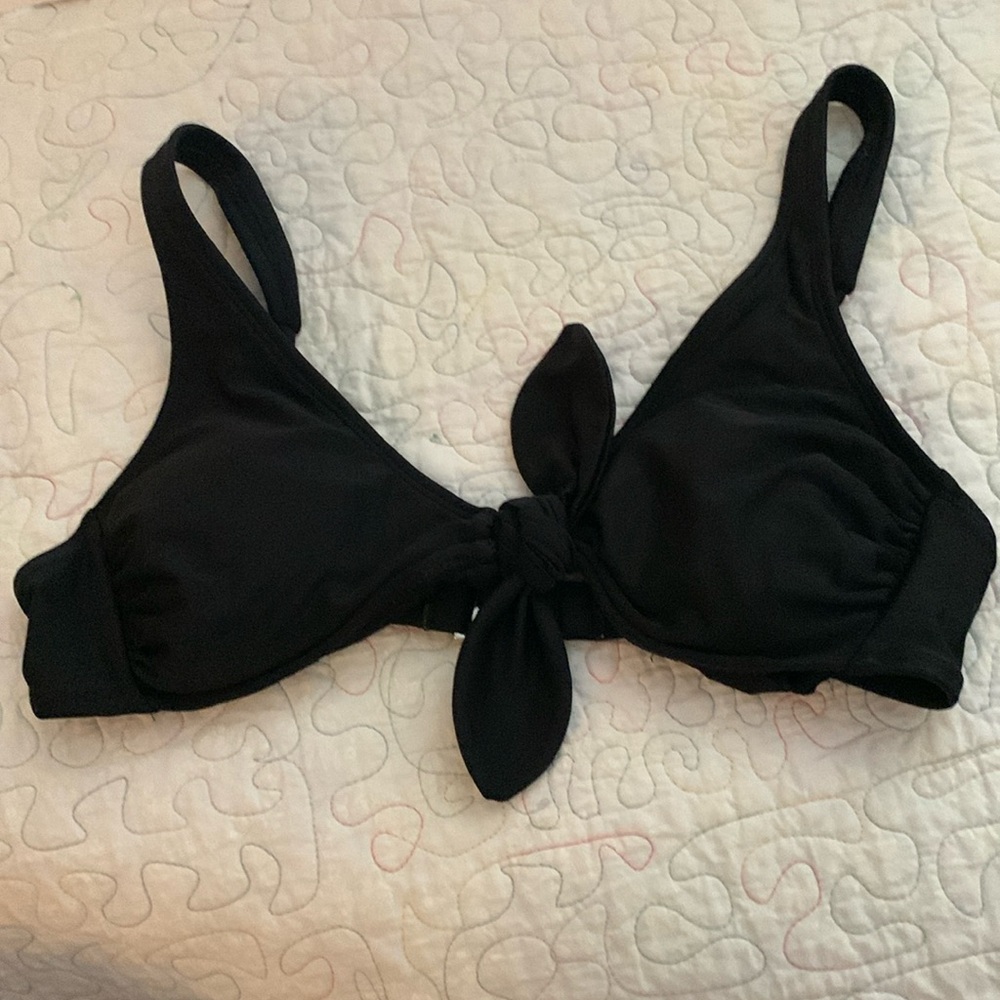 XHILARATION BLACK SWIM TOP/BRA FRONT TIE KNOT..SZ SM REMOVABLE PADS/ADJUSTABLE